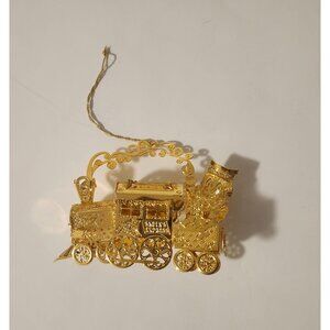 Danbury Mint Christmas Train Ornament 23k Gold Plated Filigree